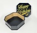 Коробка восьмикутна,чорна  "Happy Birthday"золоте сяйво,4