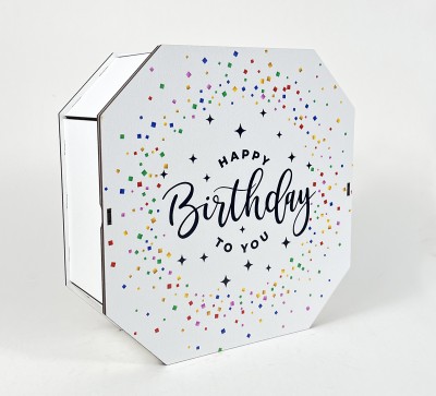 Коробка восьмикутна,біла "Happy Birthday to You"5 Коробка восьмикутна,біла "Happy Birthday to You"5