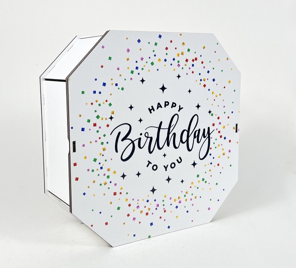 Коробка восьмикутна,біла "Happy Birthday to You"5 Коробка восьмикутна,біла "Happy Birthday to You"5