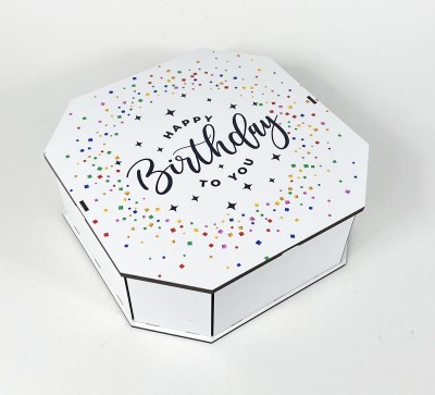 Коробка восьмикутна,біла "Happy Birthday to You"5 Коробка восьмикутна,біла "Happy Birthday to You"5