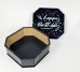 Коробка восьмикутна,чорна  "Happy Birthday"святковий феєрверк,5