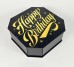 Коробка восьмикутна,чорна "Happy Birthday"золоте сяйво,5 Коробка восьмикутна,чорна "Happy Birthday"золоте сяйво,5
