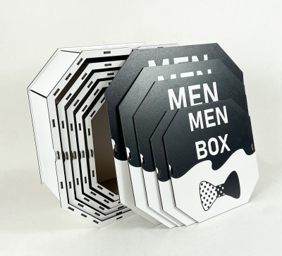 Набір восьмикутних коробок ,білих "MEN BOX"