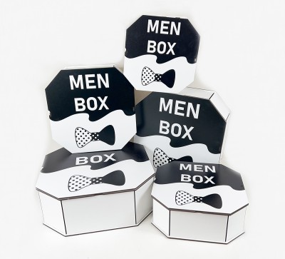 Набір восьмикутних коробок ,білих "MEN BOX"