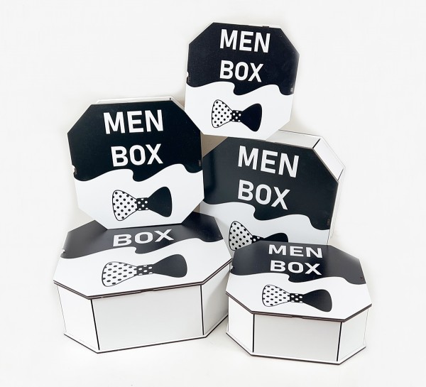 Набір восьмикутних коробок ,білих "MEN BOX"