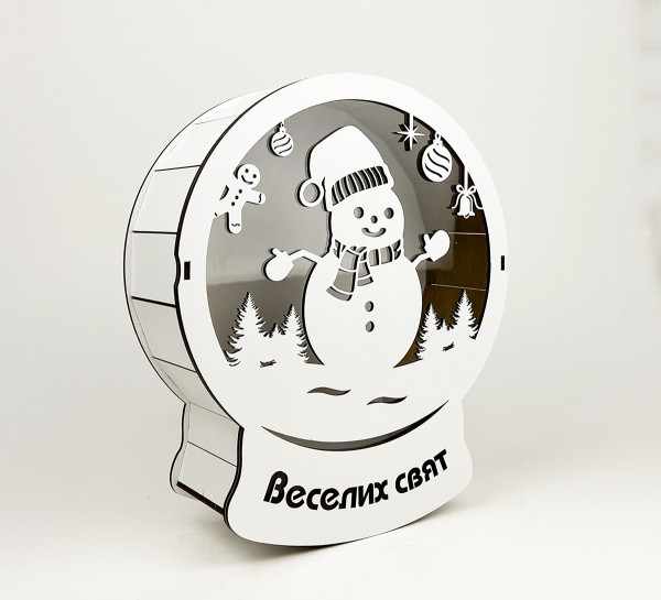Новорічна куля "Веселих свят" сніговик Новорічна куля "Веселих свят" сніговик