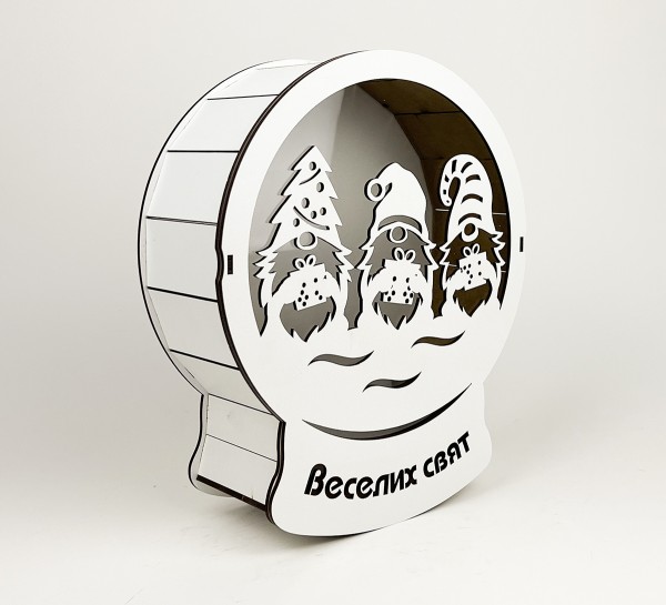 Новорічна куля "Веселих свят" гномики Новорічна куля "Веселих свят" гномики