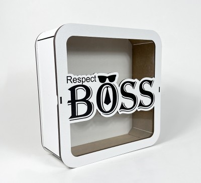 Коробка квадратна з прозорою кришкою "Respect BOSS"